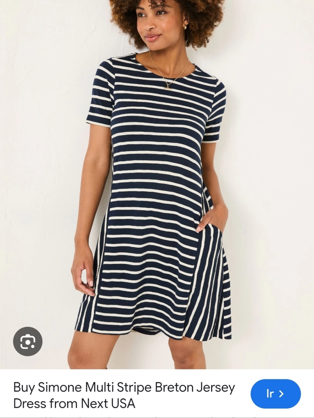 kate spade Navy and White Striped Jersey Swing Mini Dress